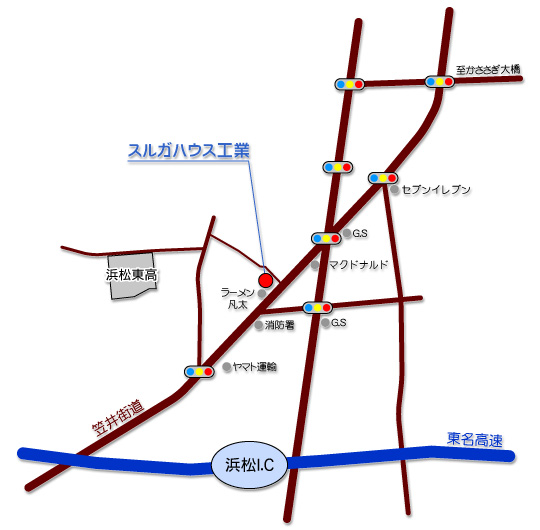 プレハブメーカー浜松インター付近地図 浜松インターチェンジ付近地図